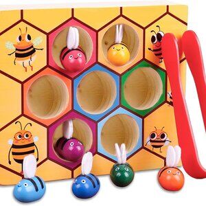 Clamp Fun Picking Catching Toy Hive Board Games Montessori Board Game Wood 1Set